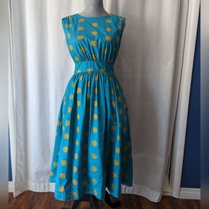 Emily & Fin teal polka dot dress